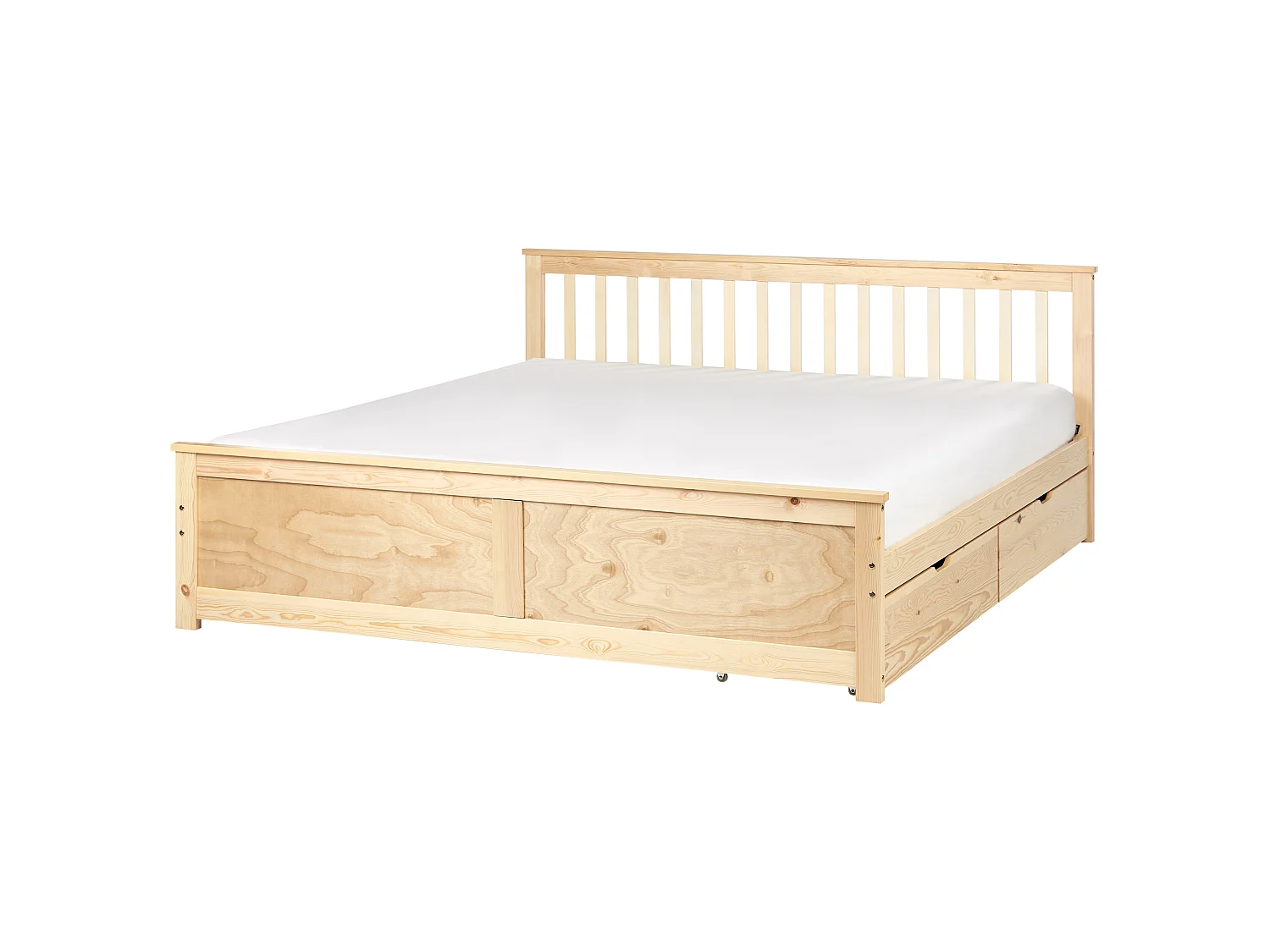 Bed with 2 Drawers OLENDON Pine Wood Light Brown 180 x 200 cm (EU Super King)