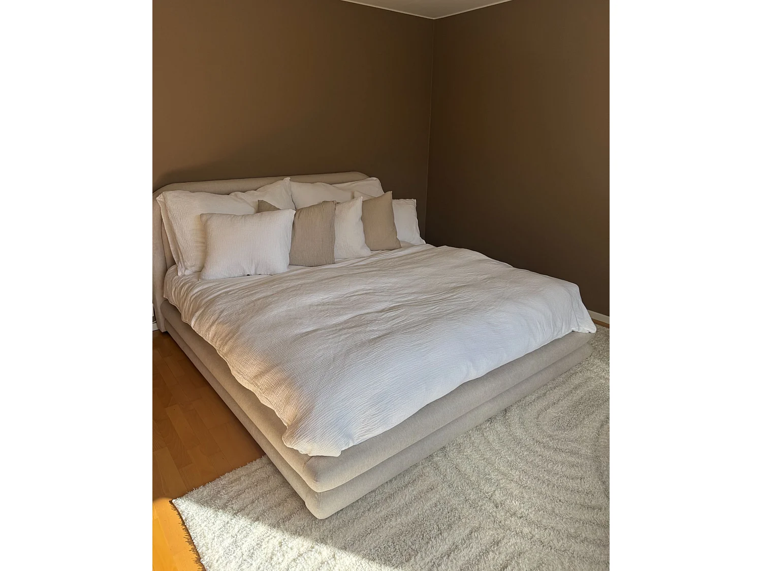 Bed Kunstlinnen LAVARDENS 180 x 200 cm Lichtbeige
