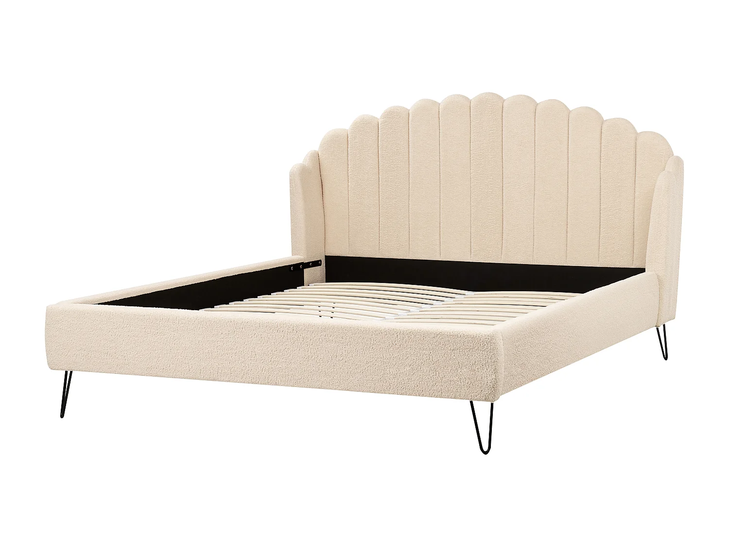 Bett mit Lattenrost Bouclé AMBILLOU 180 x 200 cm Beige