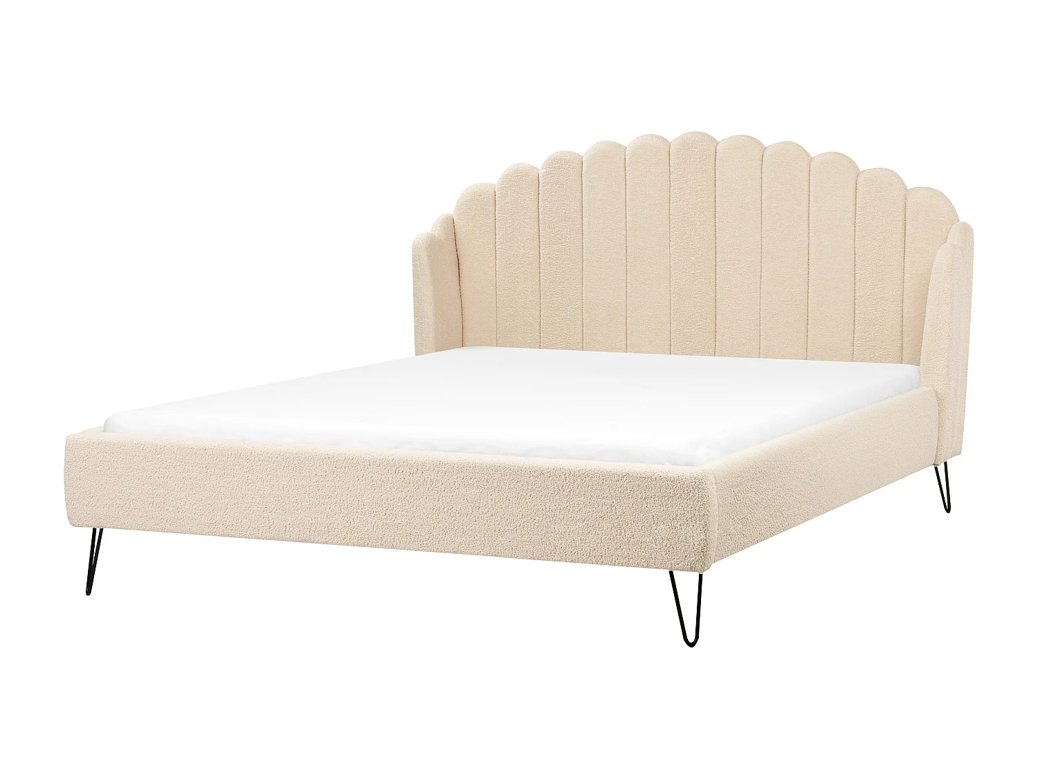 Lit avec sommier Bouclé AMBILLOU 180 x 200 cm Beige