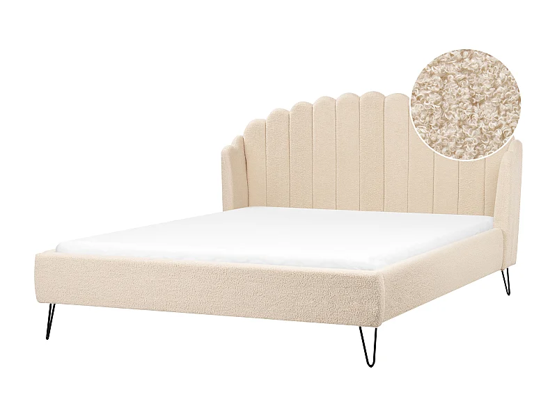 Bed Bouclé AMBILLOU 180 x 200 cm Beige