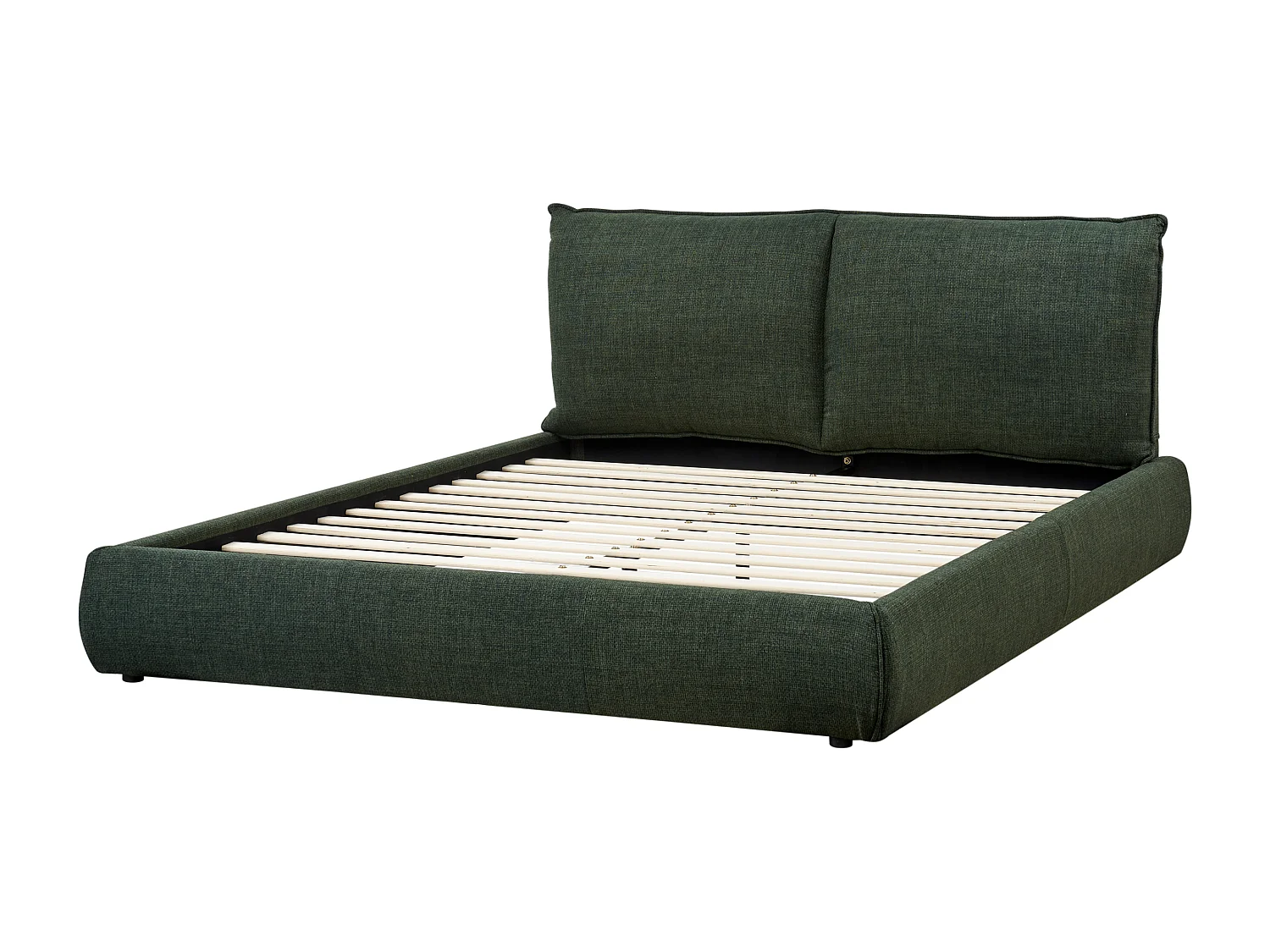 Lit avec sommier Tissu VINAY 160 x 200 cm Vert foncé