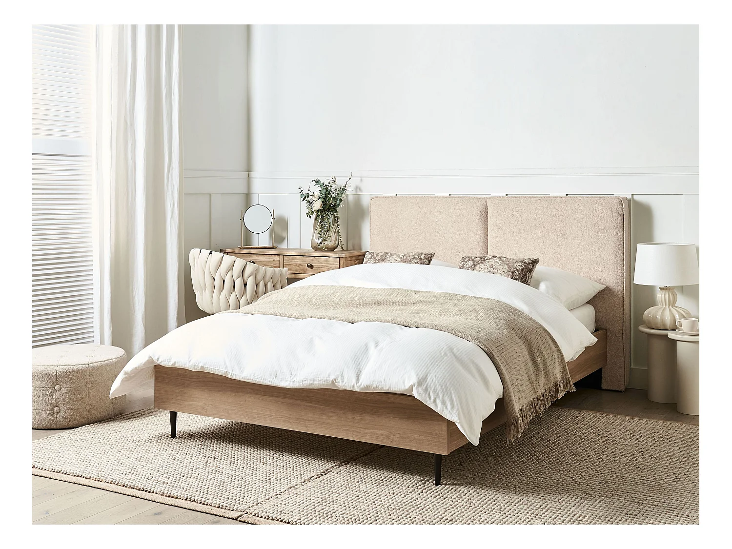 Bett mit Lattenrost Bouclé IZERNORE 140 x 200 cm Beige