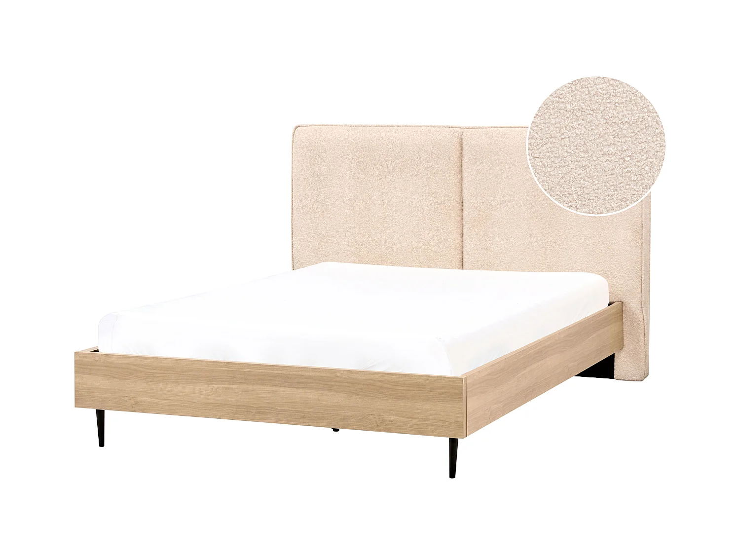 Lit avec sommier Bouclé IZERNORE 140 x 200 cm Beige