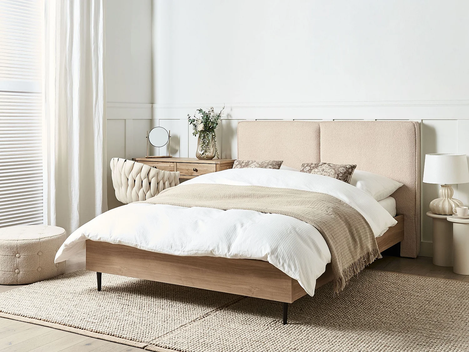 Bett mit Lattenrost Bouclé IZERNORE 140 x 200 cm Beige