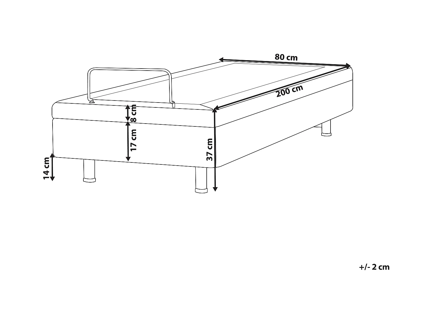 Lit réglable sans tête de lit Tissu DUKE II 80 x 200 cm Beige clair