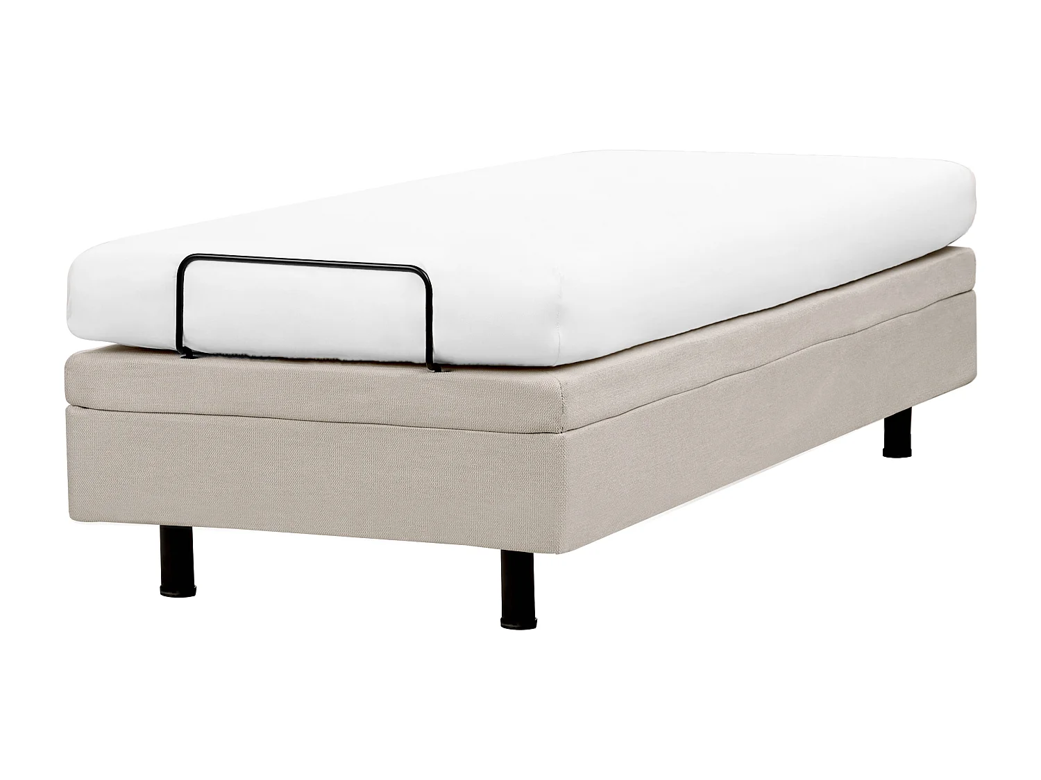 Lit réglable sans tête de lit Tissu CASTELLAN 80 x 200 cm Beige clair
