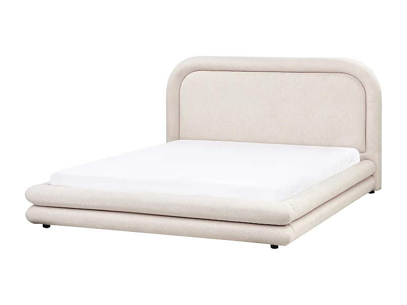 Lit avec sommier Lin synthétique LAVARDENS 160 x 200 cm Beige clair