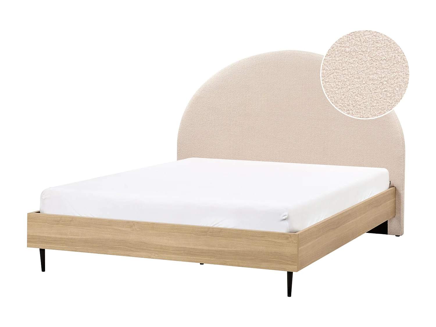 Lit avec sommier Bouclé MILLAY 160 x 200 cm Beige
