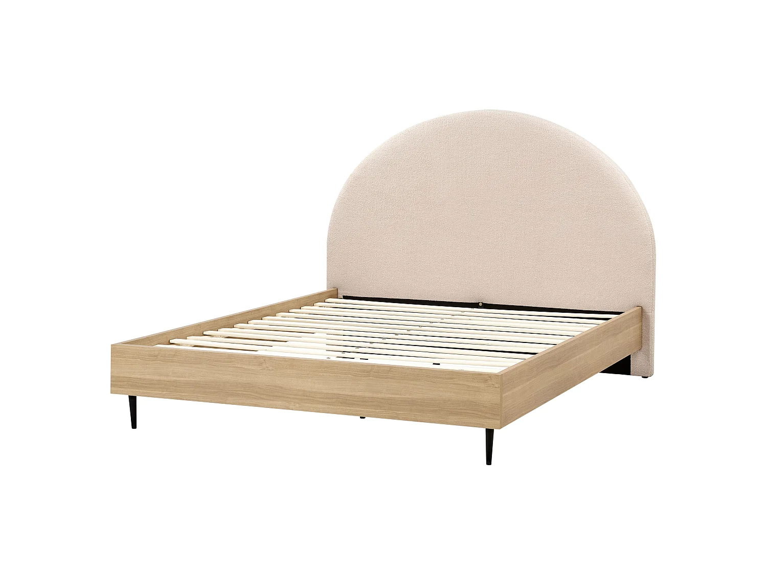 Bed Boucle MILLAY 160 x 200 cm (EU King Size) Beige