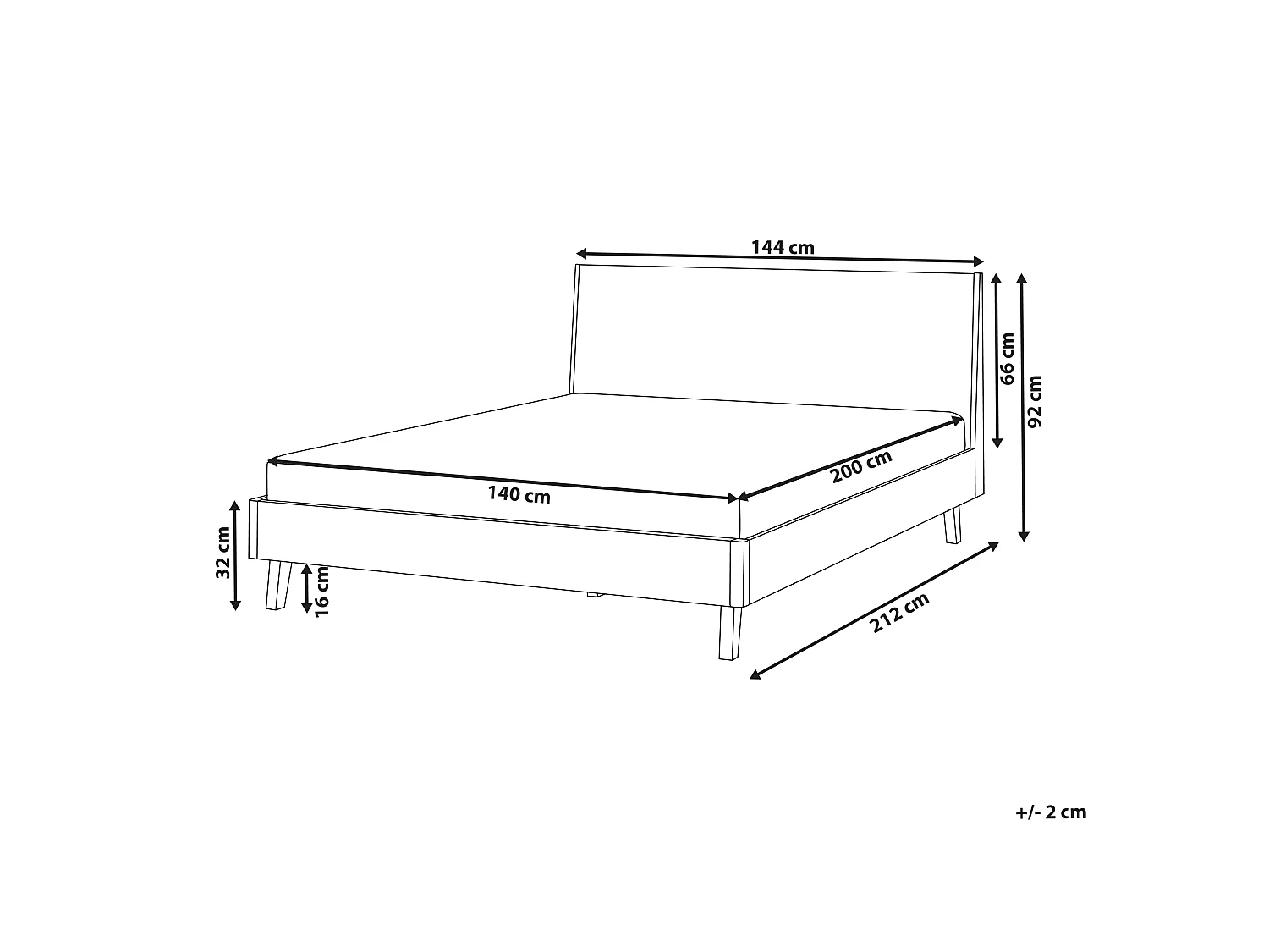 Bed WIZERNES 140 x 200 cm (EU Double) Light Oak