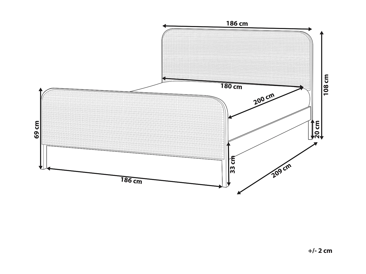 Lit avec sommier Bois de pin GONFARON 180 x 200 cm Marron clair