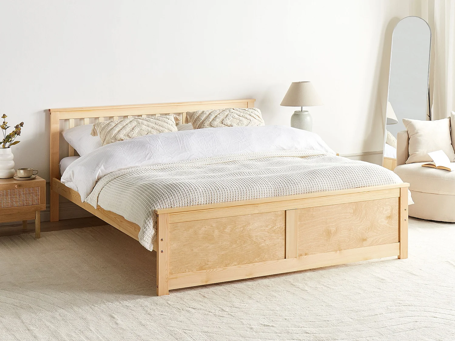 Bed Pine Wood OLENDON 180 x 200 cm (EU Super King) Light Brown