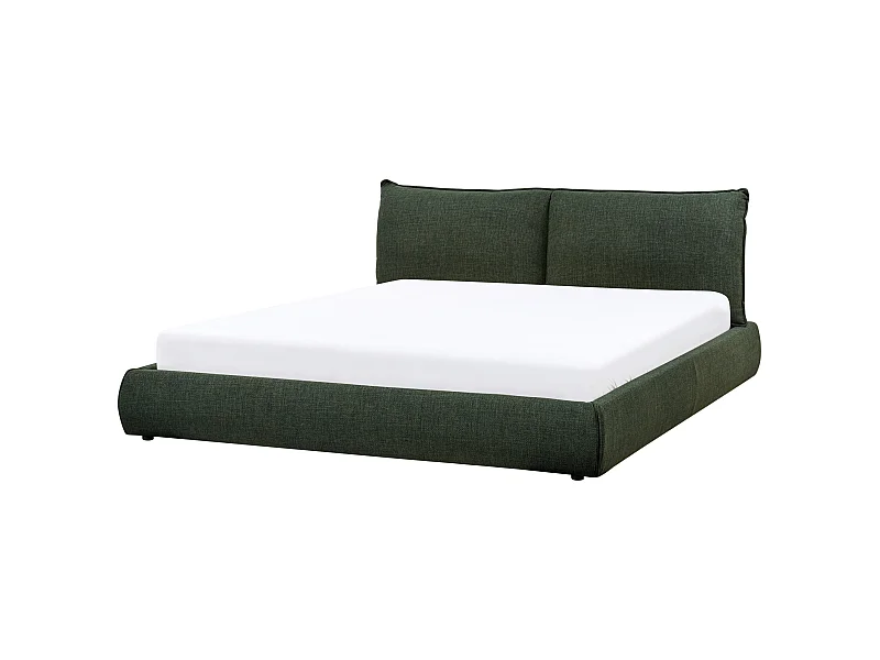 Lit avec sommier Tissu VINAY 180 x 200 cm Vert foncé