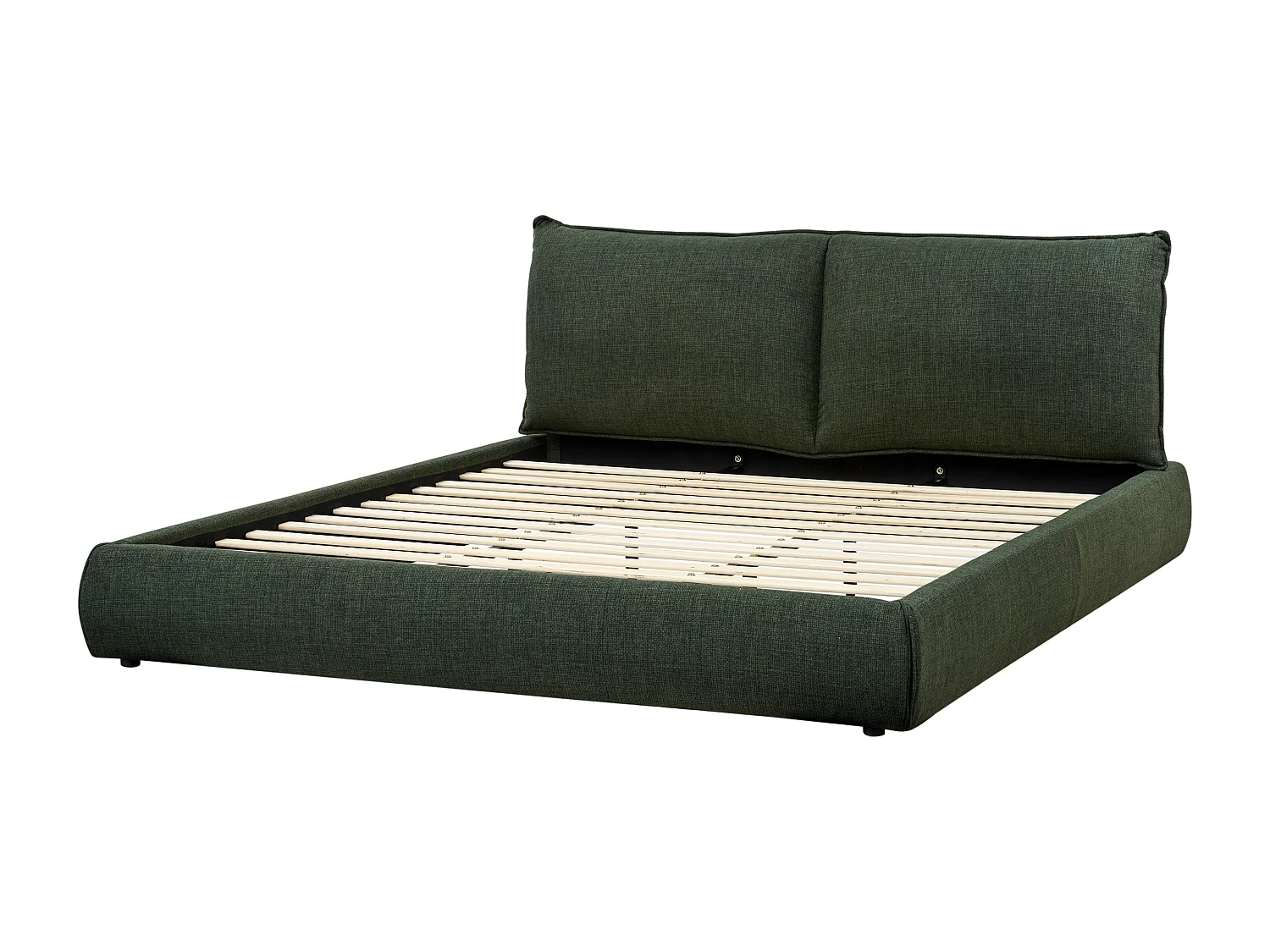 Lit avec sommier Tissu VINAY 180 x 200 cm Vert foncé