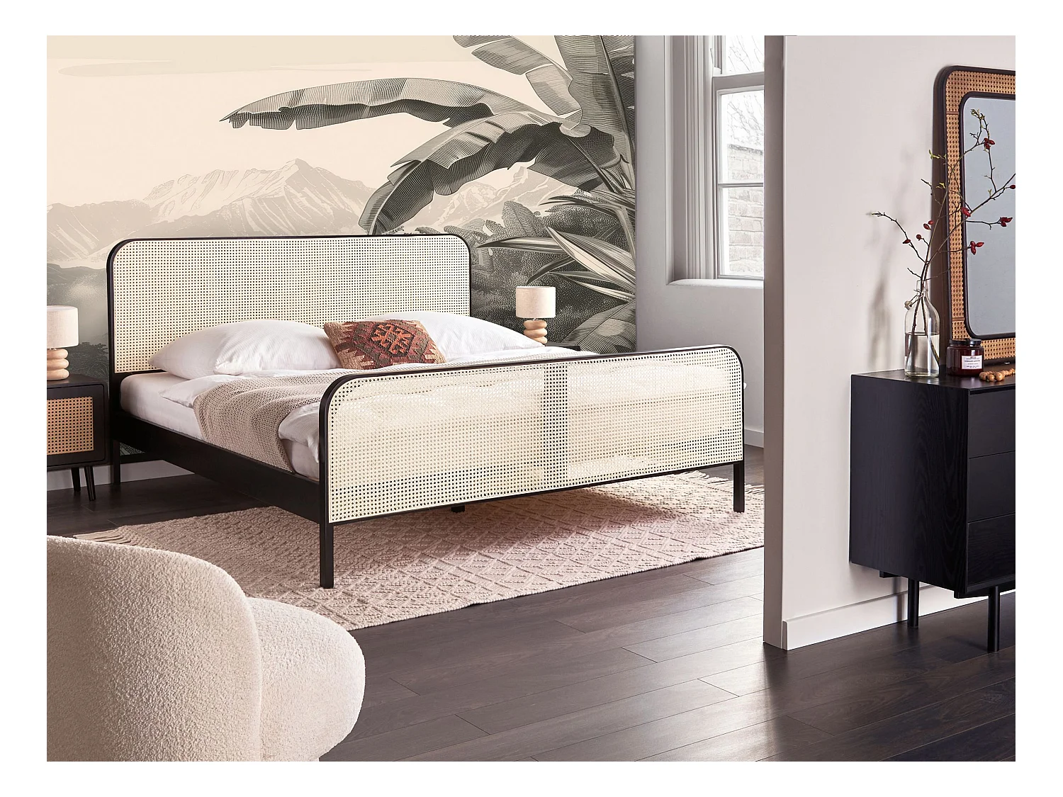 Lit avec sommier Bois de pin GONFARON 180 x 200 cm Noir