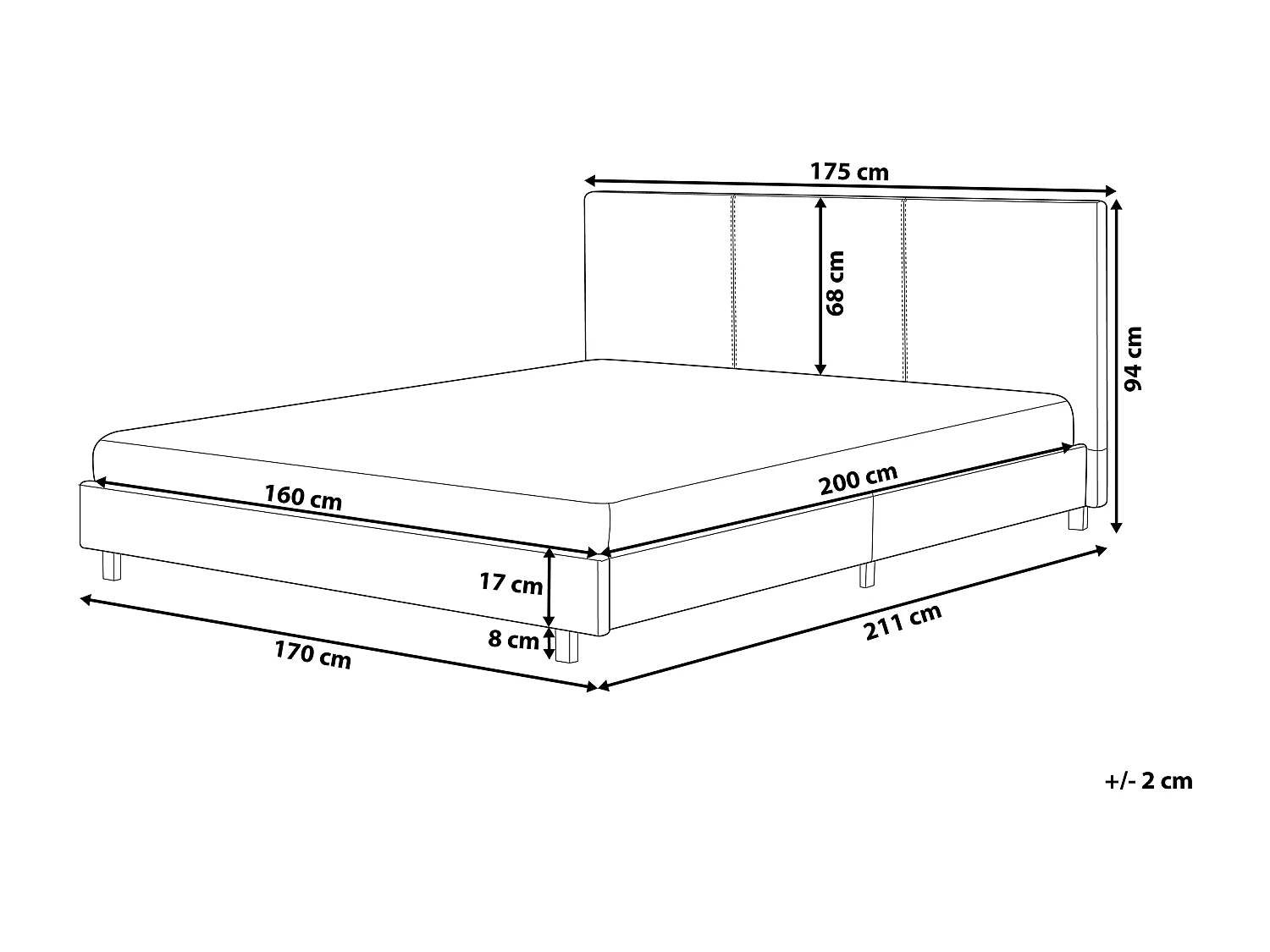 Wasserbett Stoff ALBI 160 x 200 cm Grau