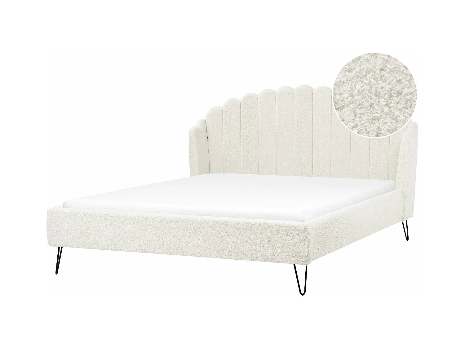 Lit avec sommier Bouclé AMBILLOU 180 x 200 cm Blanc cassé