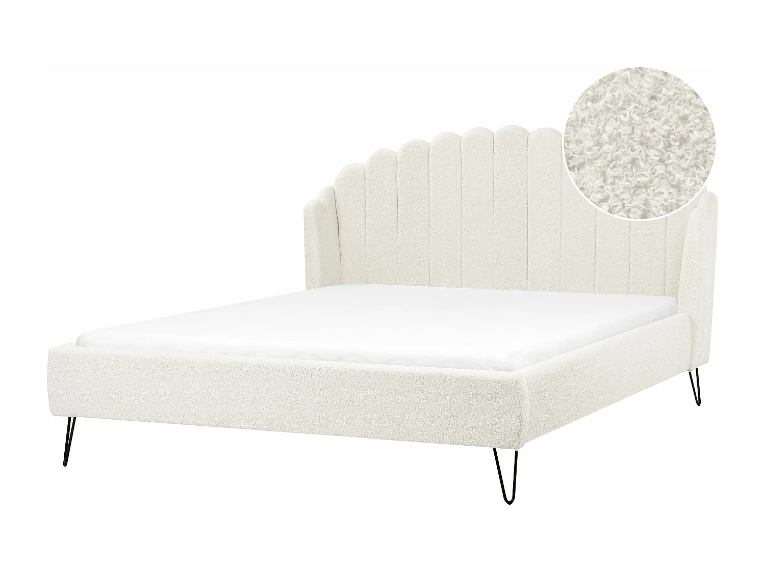 Lit avec sommier Bouclé AMBILLOU 180 x 200 cm Blanc cassé