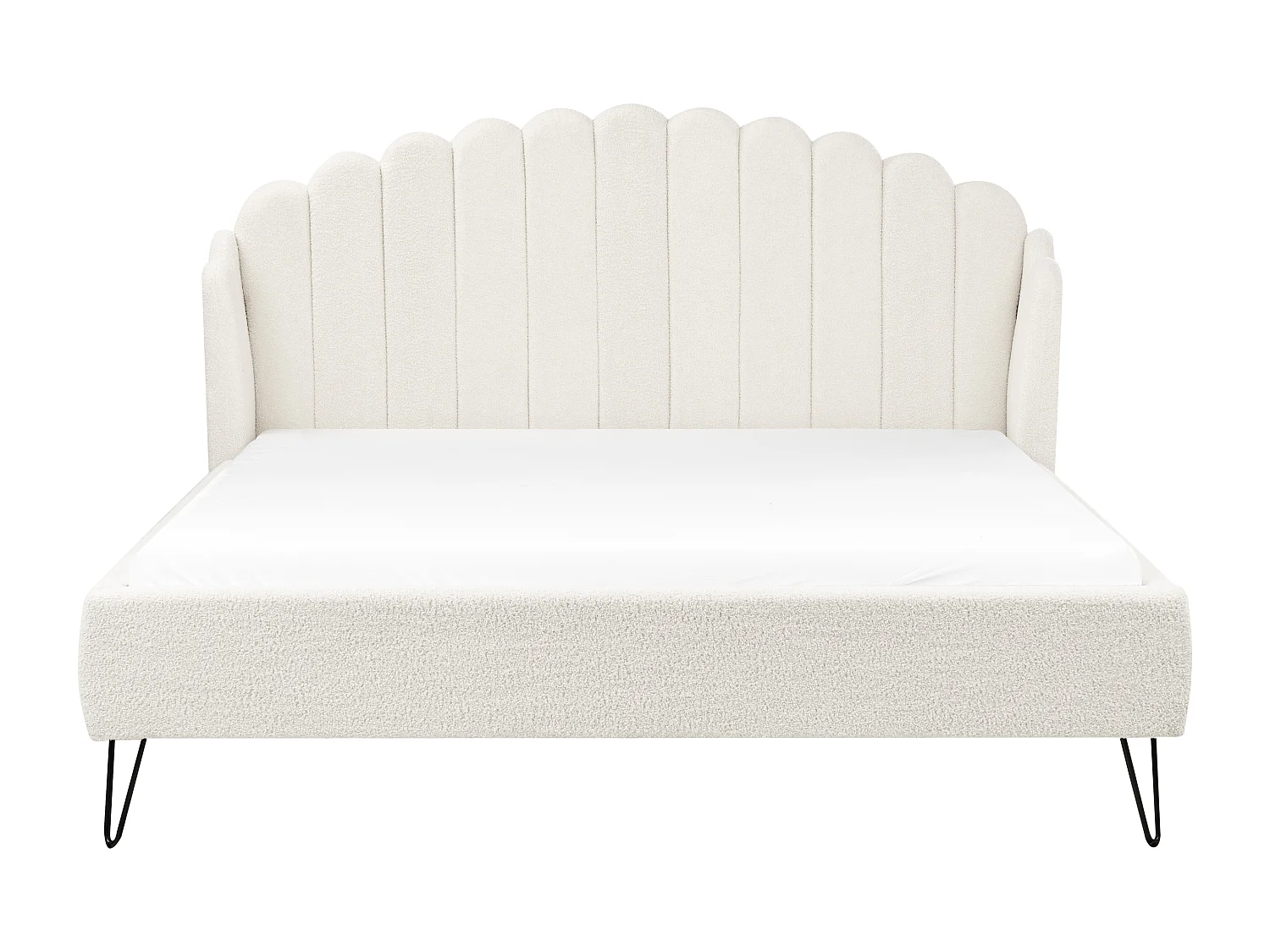 Bett mit Lattenrost Bouclé AMBILLOU 180 x 200 cm Cremeweiss