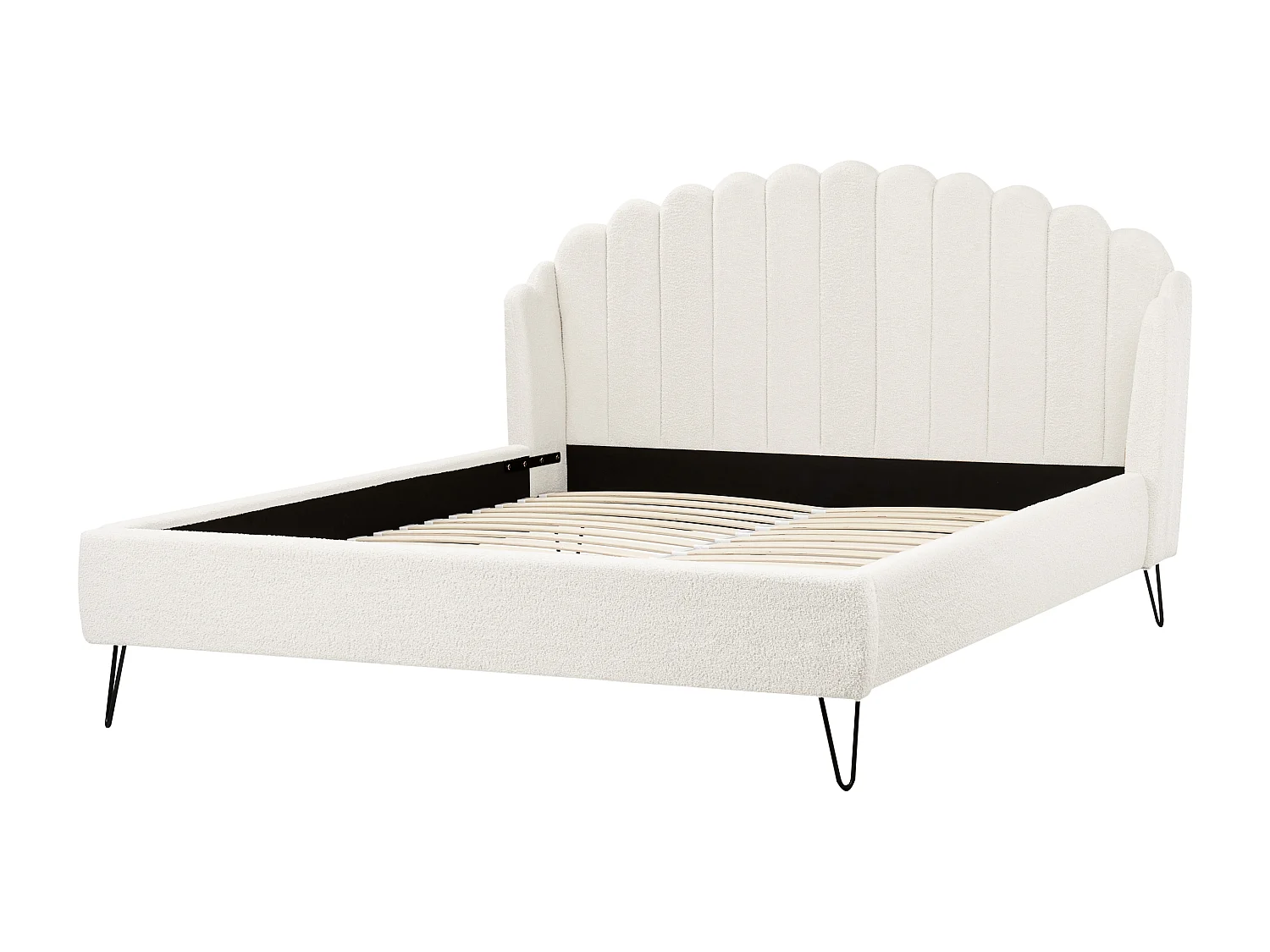 Bett mit Lattenrost Bouclé AMBILLOU 180 x 200 cm Cremeweiss