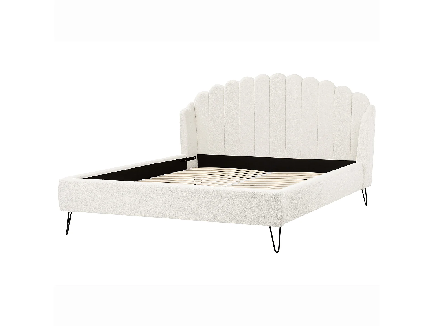 Lit avec sommier Bouclé AMBILLOU 180 x 200 cm Blanc cassé