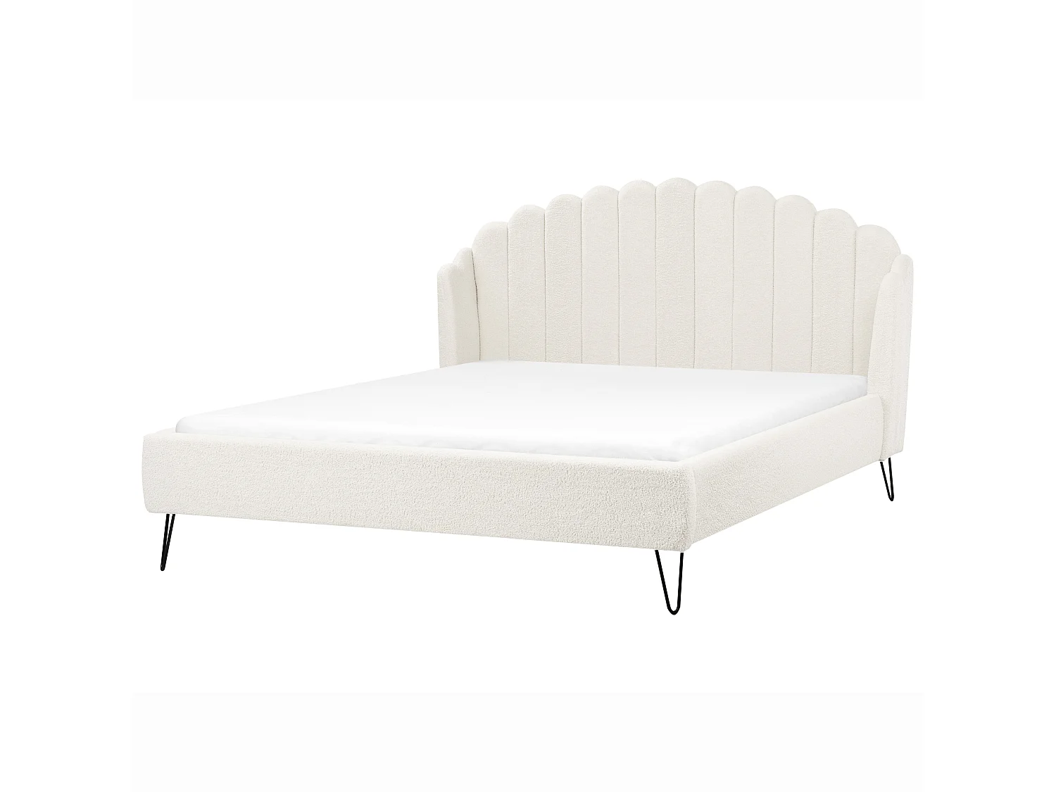 Lit avec sommier Bouclé AMBILLOU 180 x 200 cm Blanc cassé