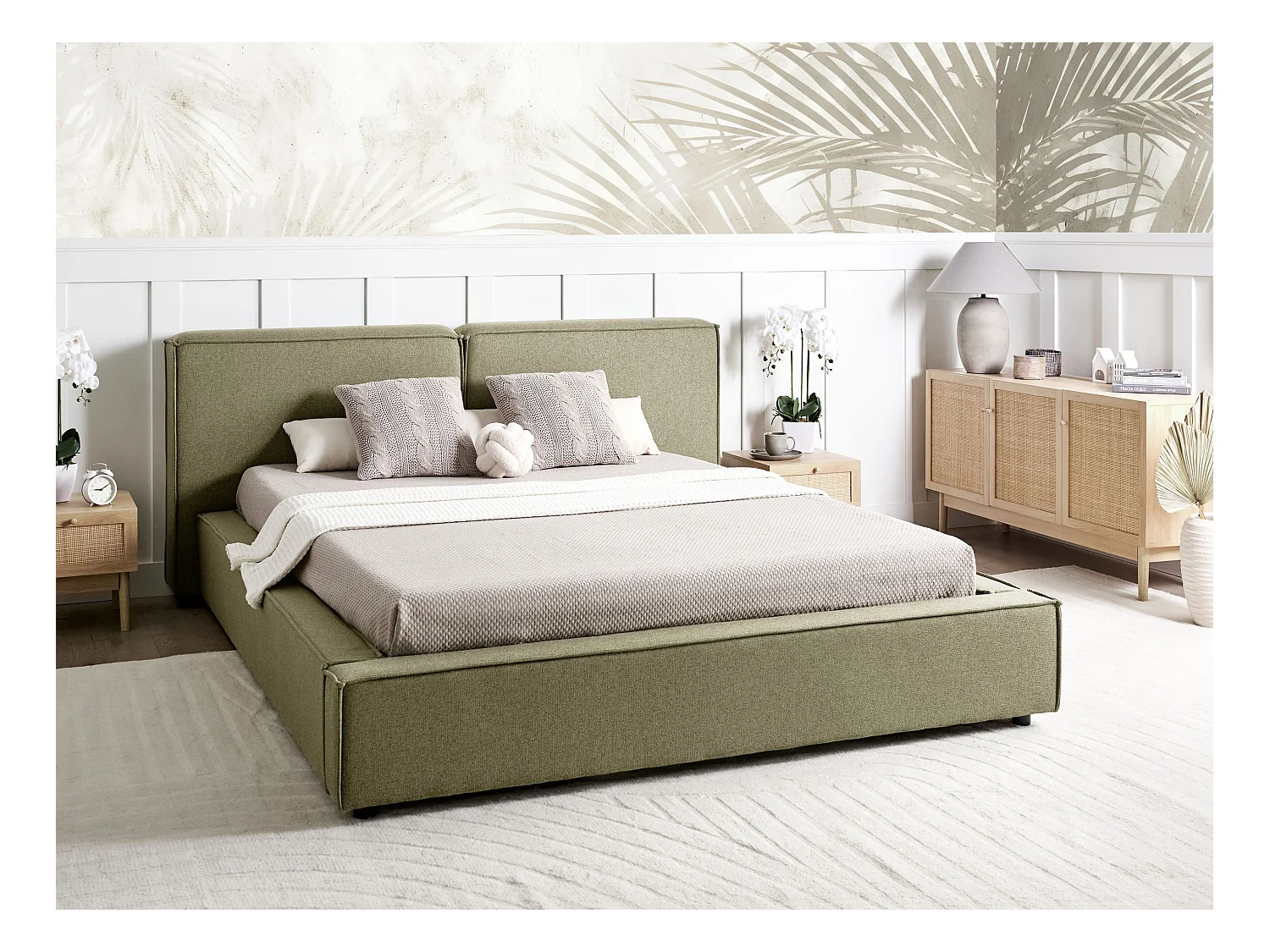 Bett mit Lattenrost Stoff LINARDS 160 x 200 cm Grün