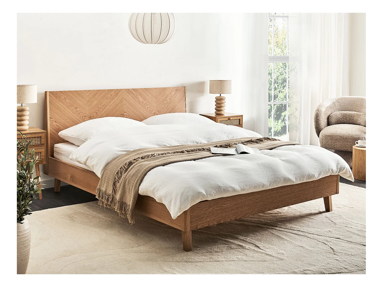 Bett mit Lattenrost WIZERNES 160 x 200 cm Helle Eiche