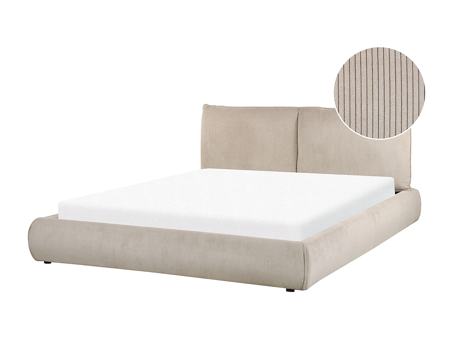 Letto ad acqua Velluto a coste VINAY 160 x 200 cm Tortora