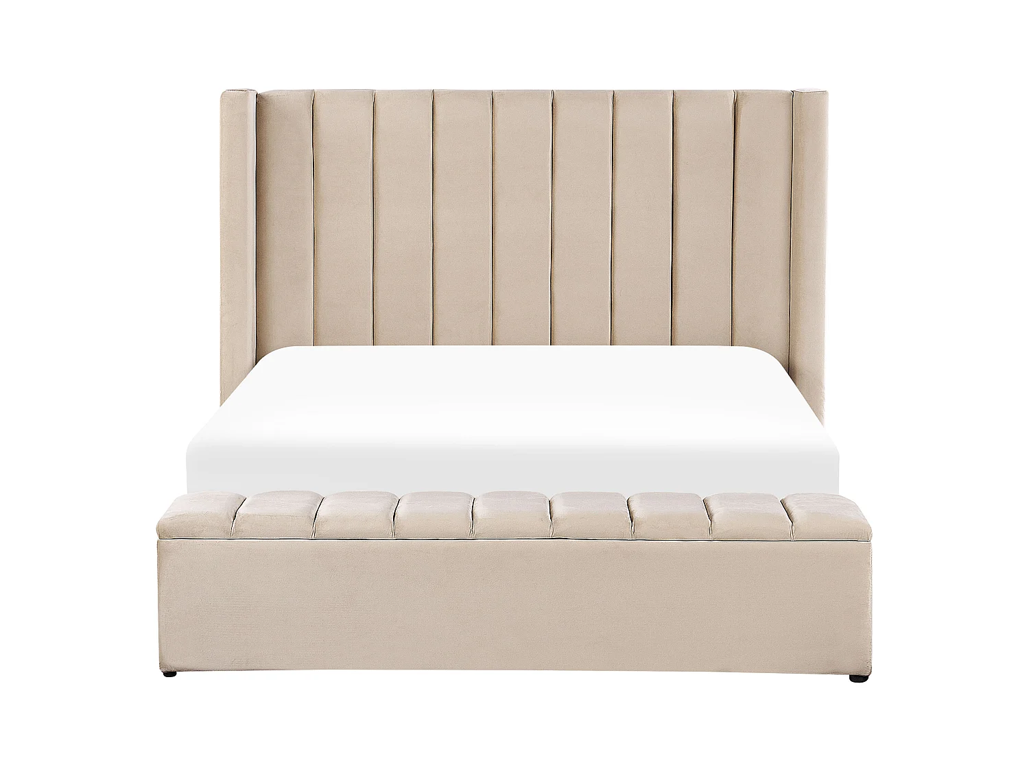 Lit à eau avec banquette de rangement Velours NOYERS 160 x 200 cm Beige