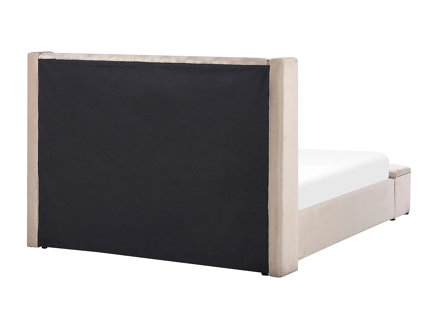 Lit à eau avec banquette de rangement Velours NOYERS 160 x 200 cm Beige