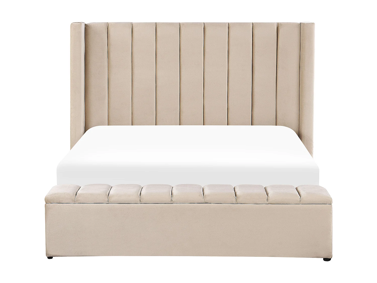 Letto ad acqua con panca contenitore Velluto NOYERS 160 x 200 cm Beige