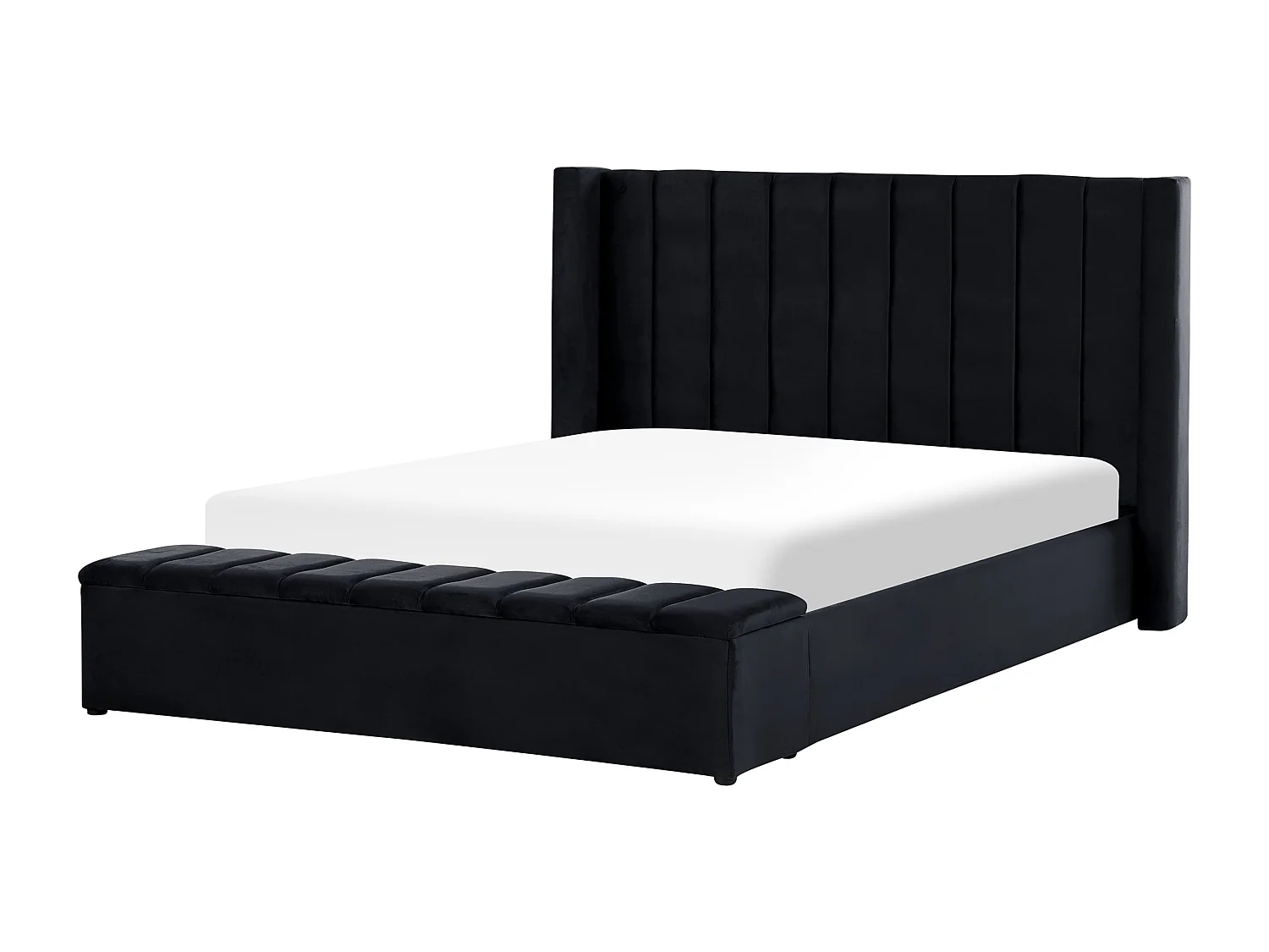 Luxuriöses Wasserbett Samtstoff zusätzlicher Staumraum 180 x 200 cm schwarz Noyers