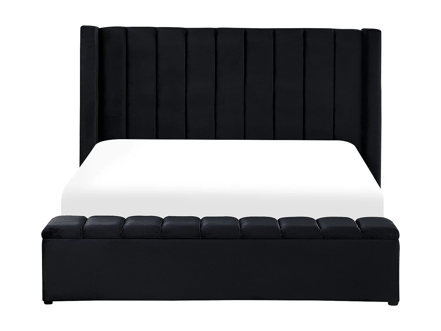 Luxuriöses Wasserbett Samtstoff zusätzlicher Staumraum 180 x 200 cm schwarz Noyers