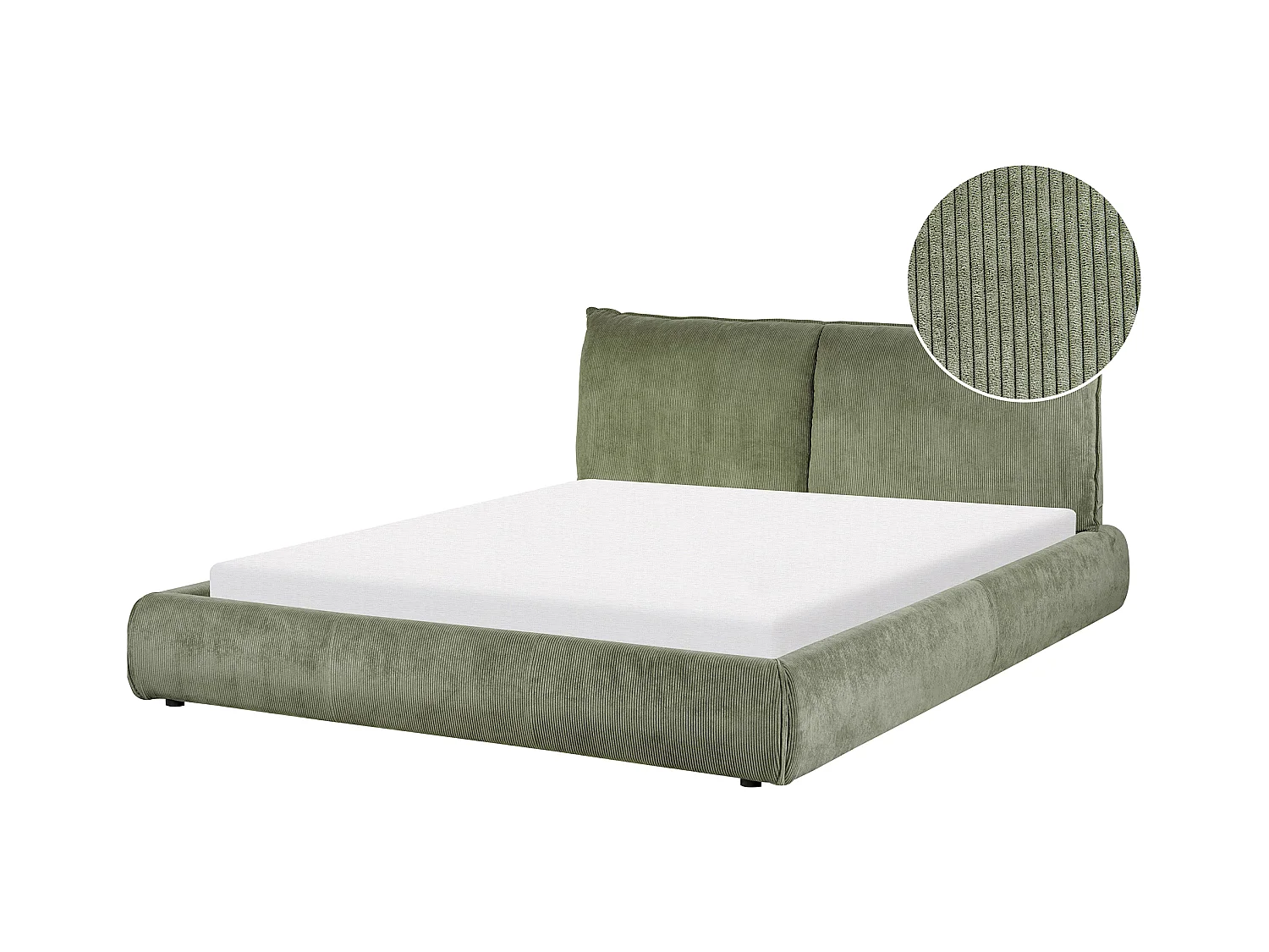 Letto ad acqua Velluto a coste VINAY 160 x 200 cm Verde oliva