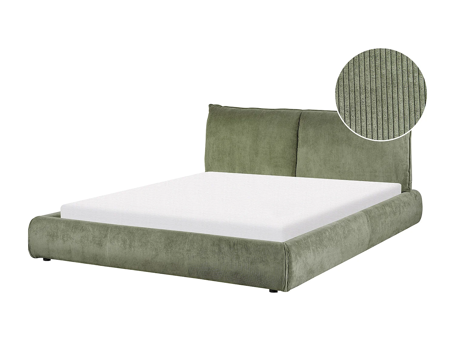 Lit à eau Velours côtelé VINAY 160 x 200 cm Vert olive