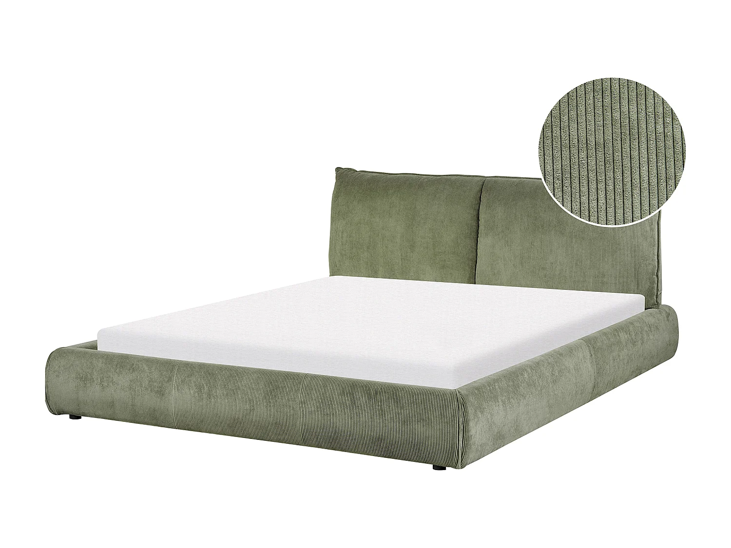 Letto ad acqua Velluto a coste VINAY 160 x 200 cm Verde oliva