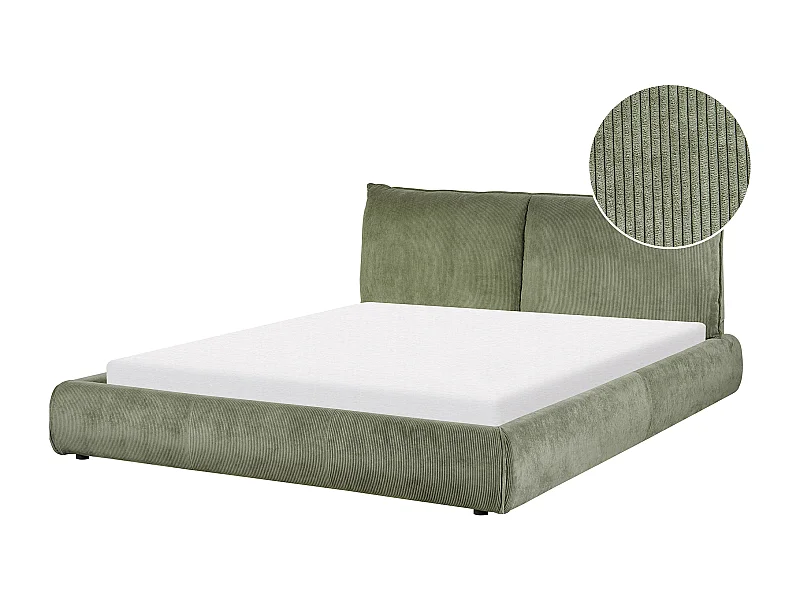 Wasserbett Cord VINAY 160 x 200 cm Olivgrün