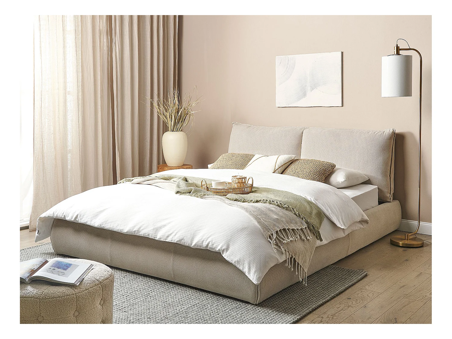 Lit à eau Tissu VINAY 160 x 200 cm Beige