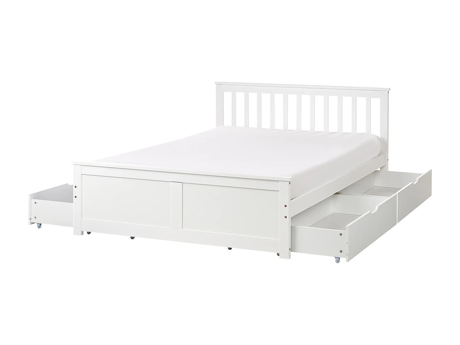 Lit avec tiroirs de rangement Bois de pin OLENDON 140 x 200 cm Blanc