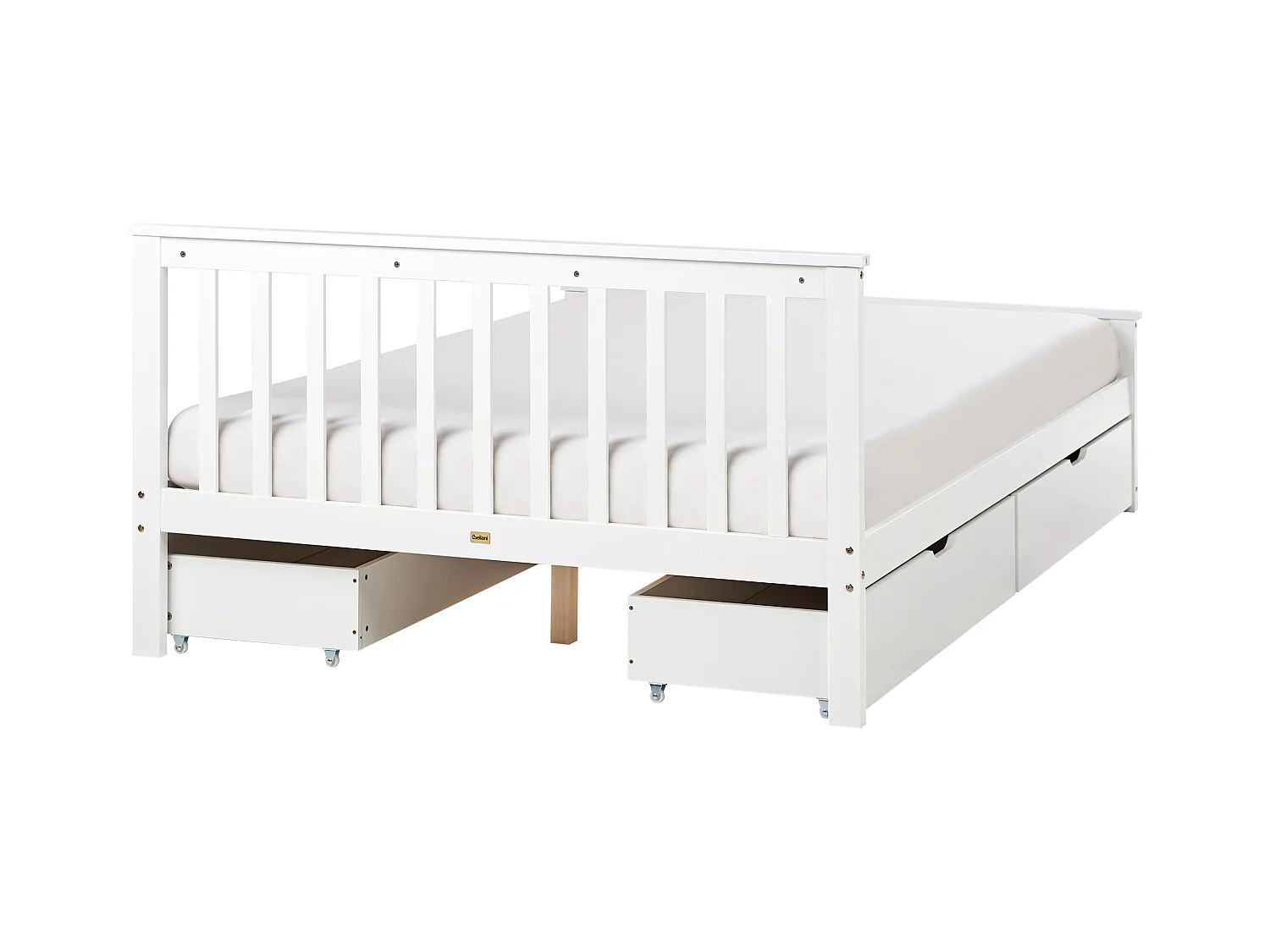 Lit avec tiroirs de rangement Bois de pin OLENDON 140 x 200 cm Blanc