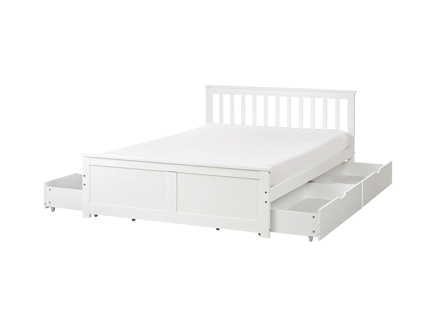 Bett mit Schubladen Kiefernholz OLENDON 140 x 200 cm Weiss