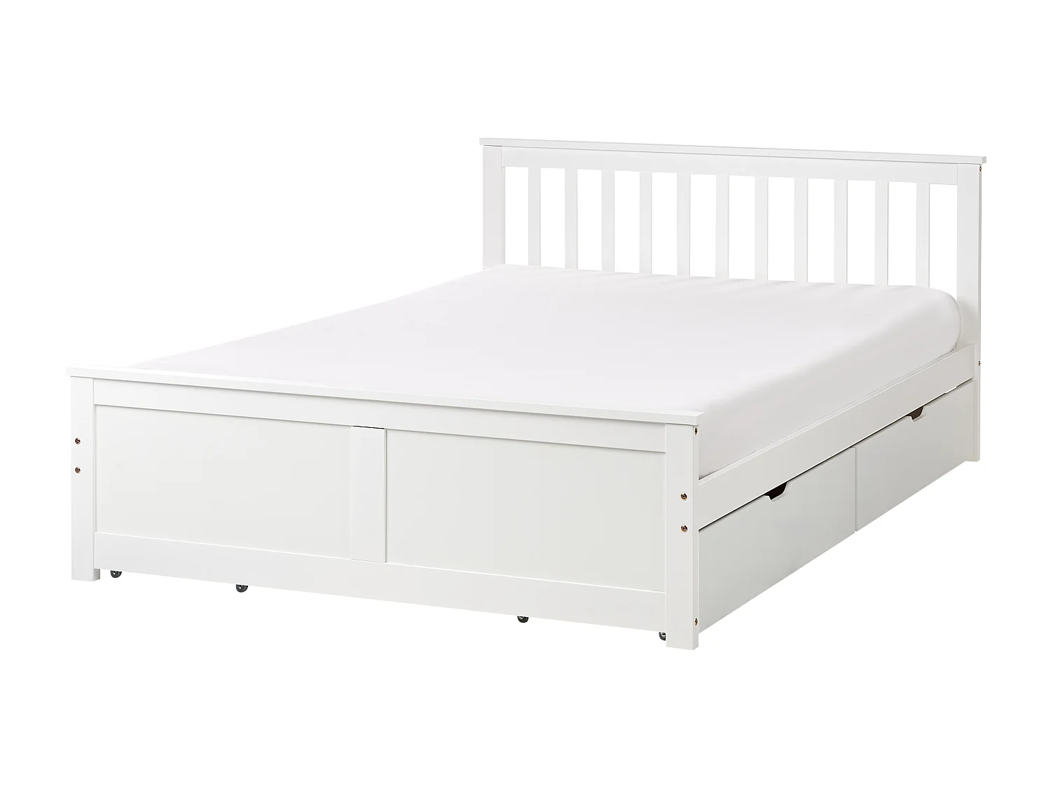 Bett mit Schubladen Kiefernholz OLENDON 140 x 200 cm Weiss