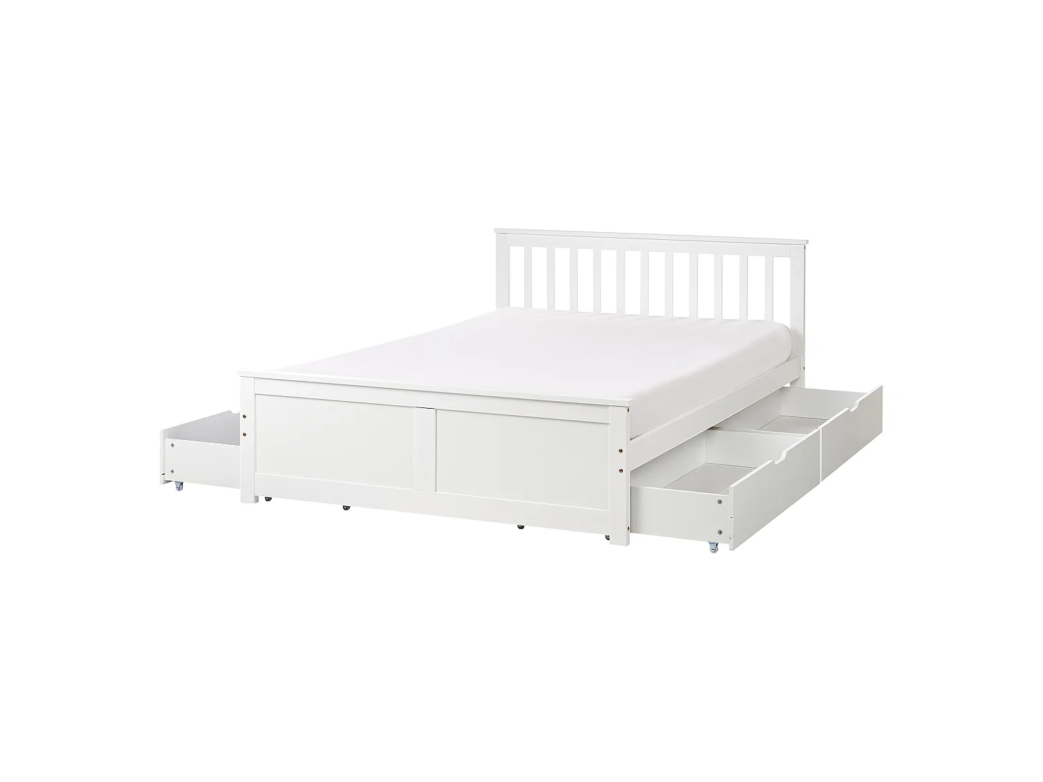 Bed with 4 Drawers OLENDON Pine Wood White 140 x 200 cm (EU Double)