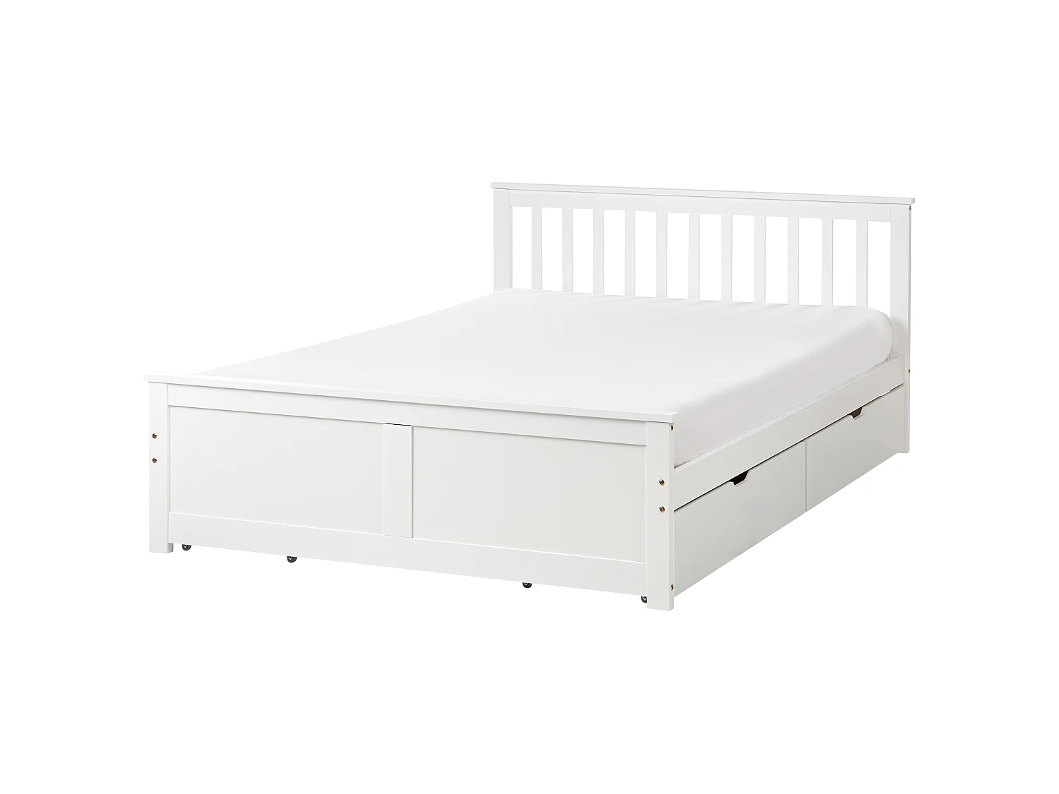 Bed with 4 Drawers OLENDON Pine Wood White 140 x 200 cm (EU Double)
