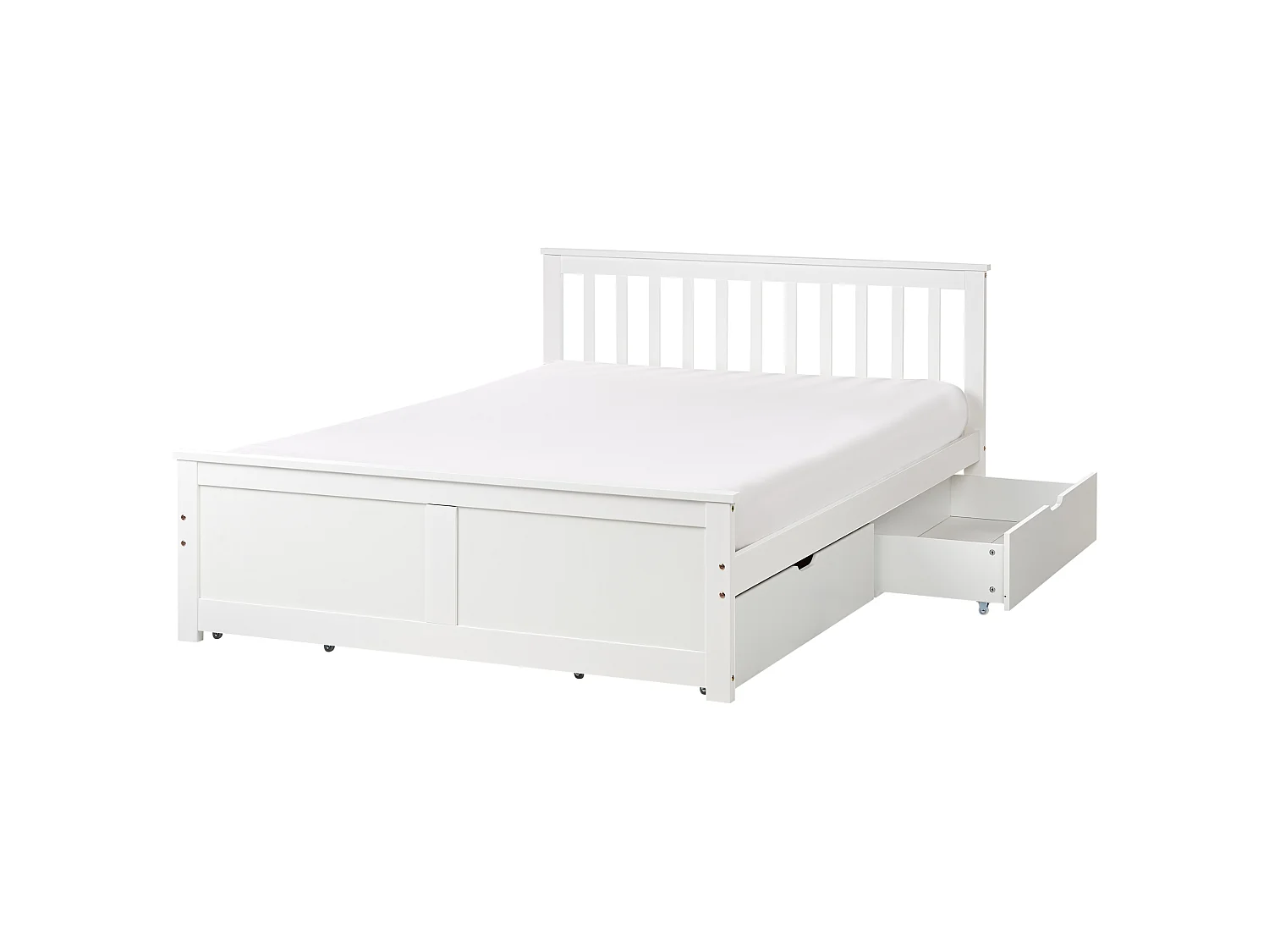 Bed with 4 Drawers OLENDON Pine Wood White 140 x 200 cm (EU Double)
