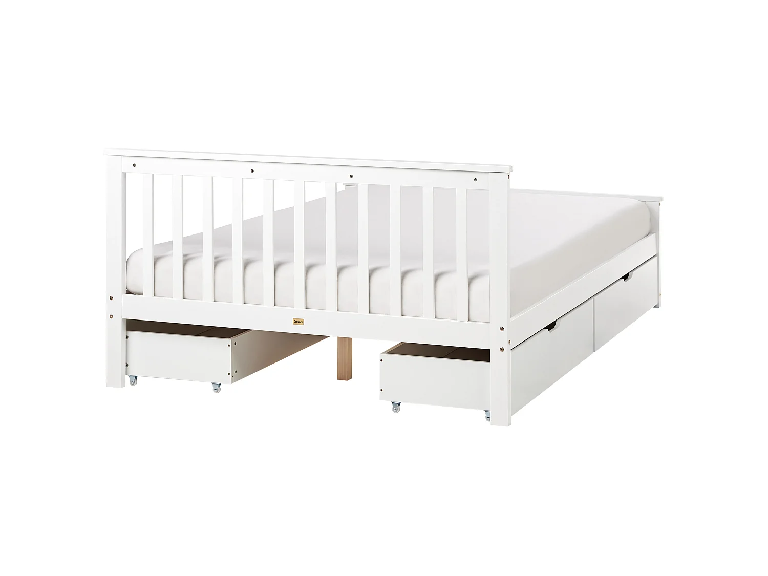 Bed with 4 Drawers OLENDON Pine Wood White 140 x 200 cm (EU Double)