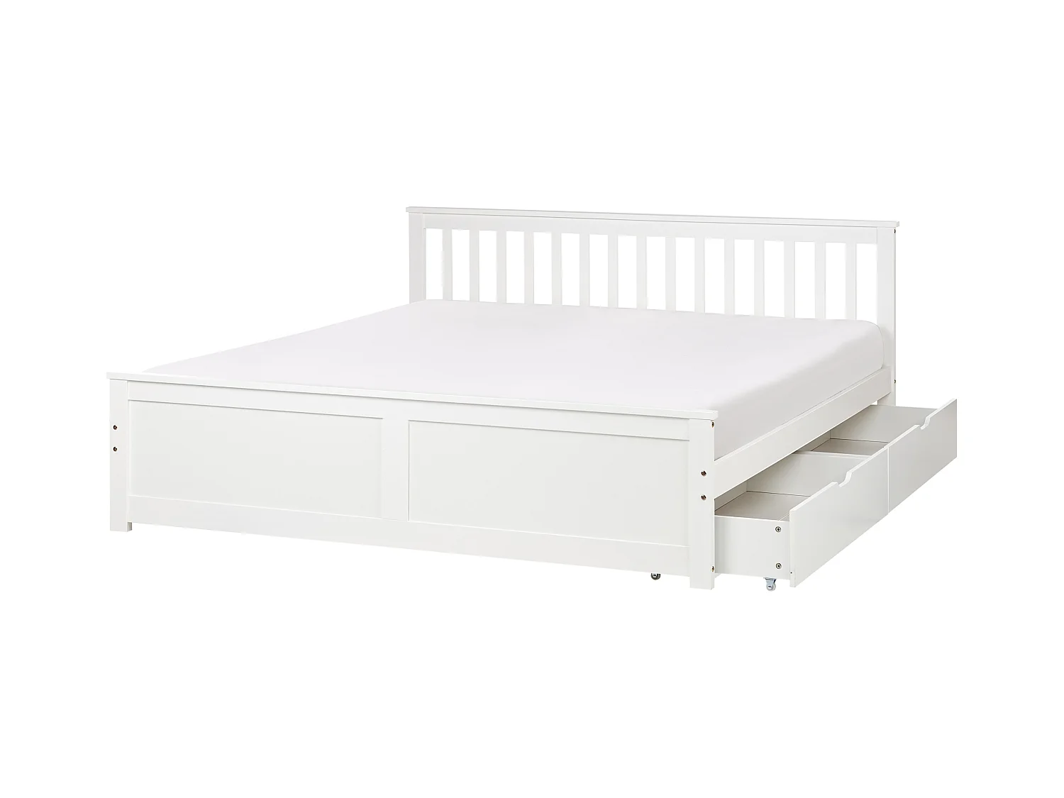 Lit avec tiroirs de rangement Bois de pin OLENDON 180 x 200 cm Blanc