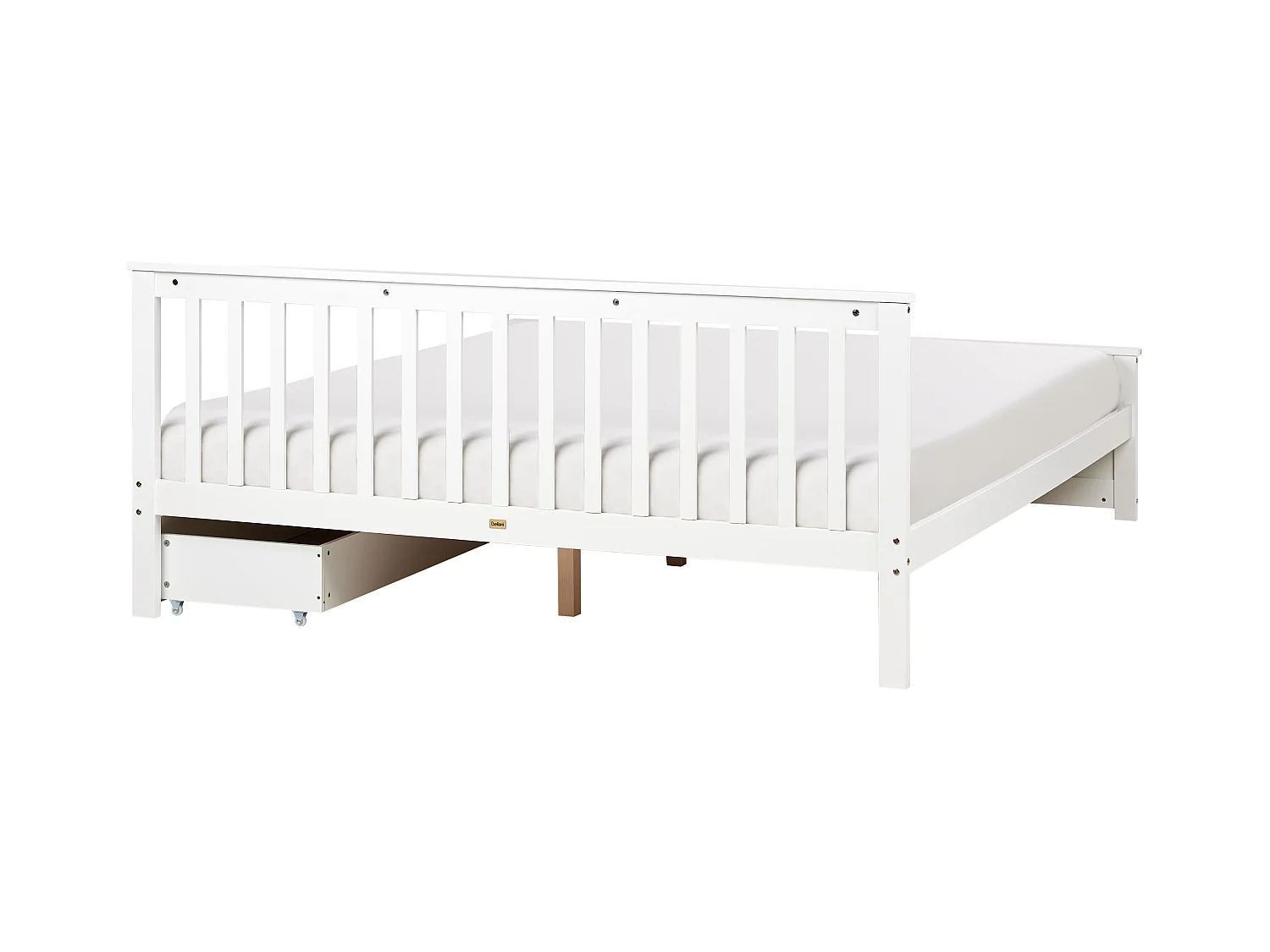 Lit avec tiroirs de rangement Bois de pin OLENDON 180 x 200 cm Blanc